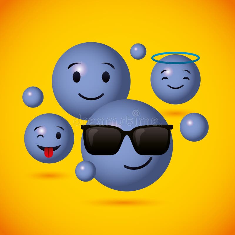 Emojis błękitny round stawia czoło tło ilustracji