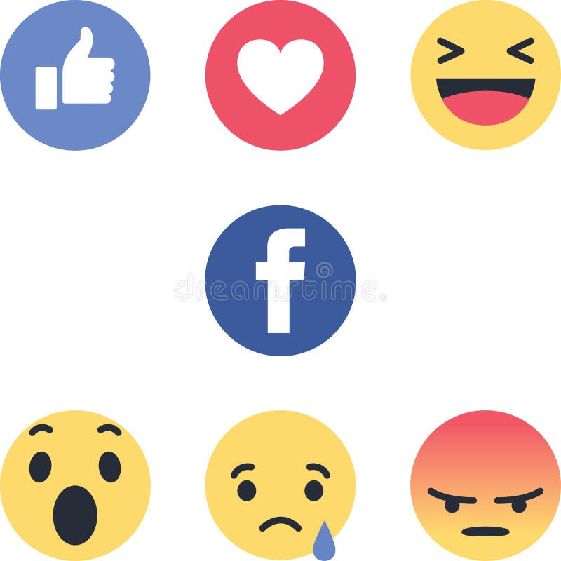 Emojis novos dos logotipos dos ícones do círculo de Facebook