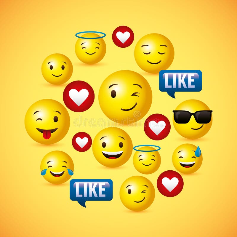 Emojis round twarzy żółty tło ilustracji