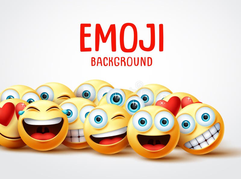 Emojis Vector Background Funny Concept. Emoji Background Text with Group of  Funny and Happy Emoticon. Stock Vector - Illustration of blank, happy:  165501237