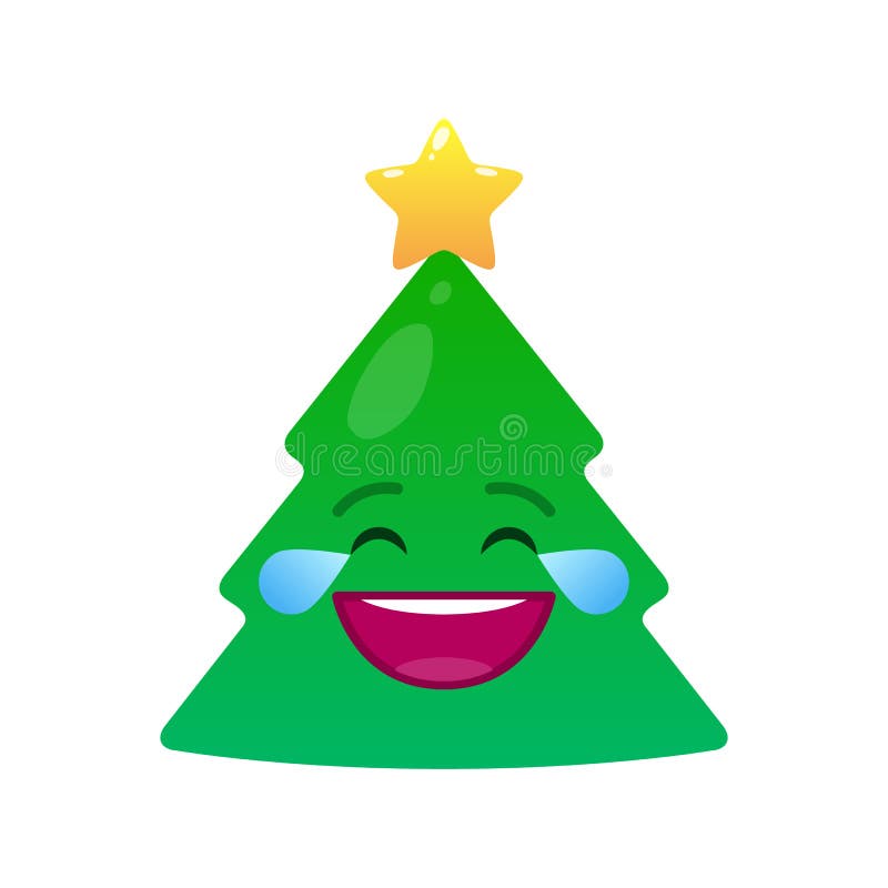 Emoticon aislado árbol de navidad de risa de los rasgones libre illustration Emoticon aislado árbol de navidad de risa de los rasgones libre illustration
