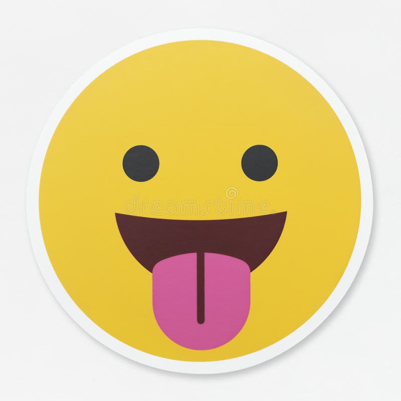 Emoticon av ett tecken med tungan som ut klibbar