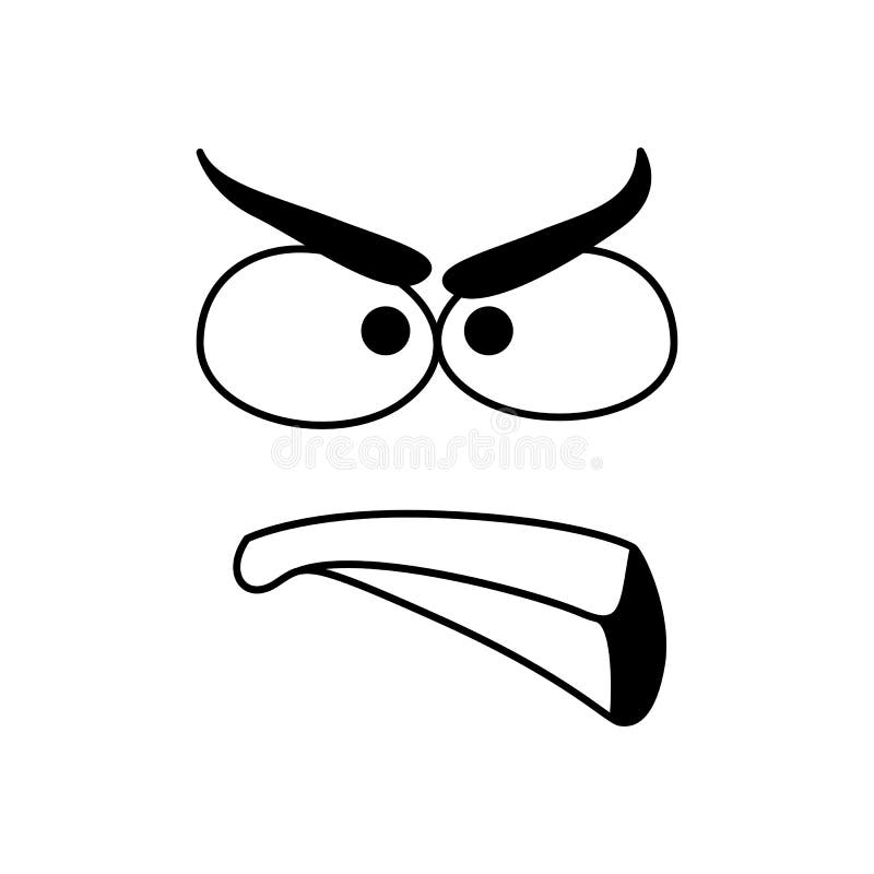 Cara Resmungão Desenhos Animados Emoji Vetor Com Olhos Irritados Boca  imagem vetorial de Seamartini© 459920658