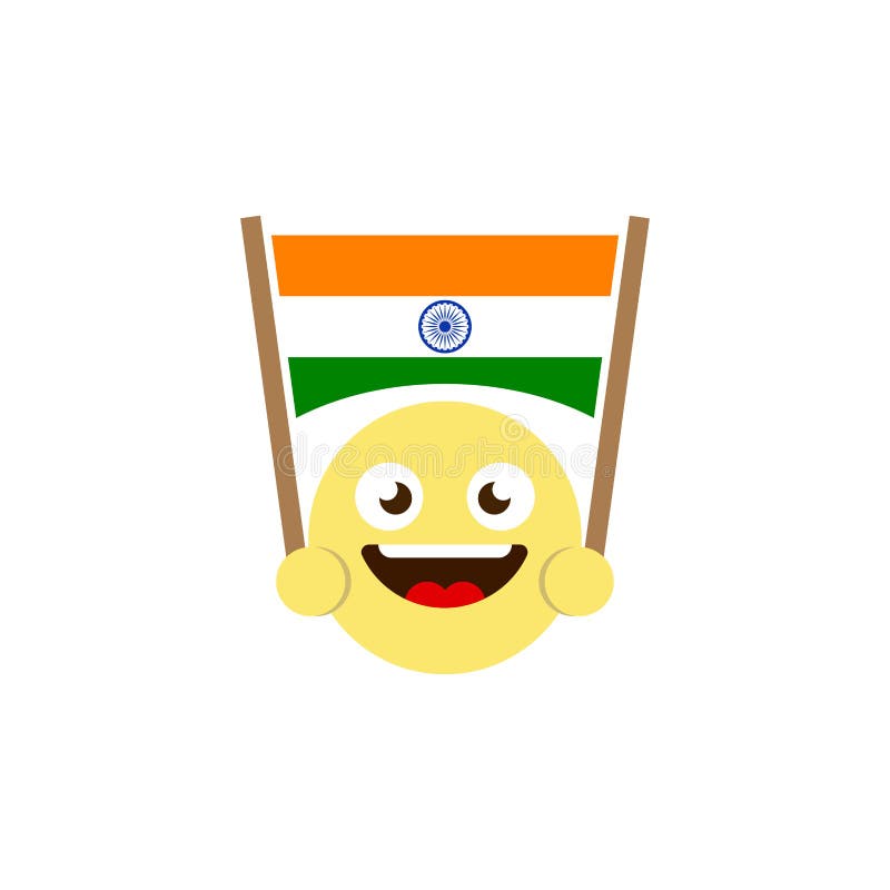 Emoticon Flag of India Vector Icon Isolated on White Background Stock