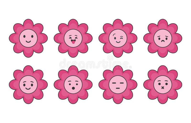 Flower with Smiley Face. Coloring Book Stock Vector - Illustration of  white, playing: 116415050