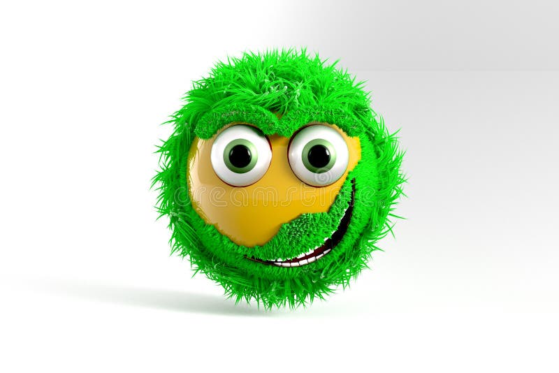 Emoticon galben cu aspect de culoare verde stock illustration