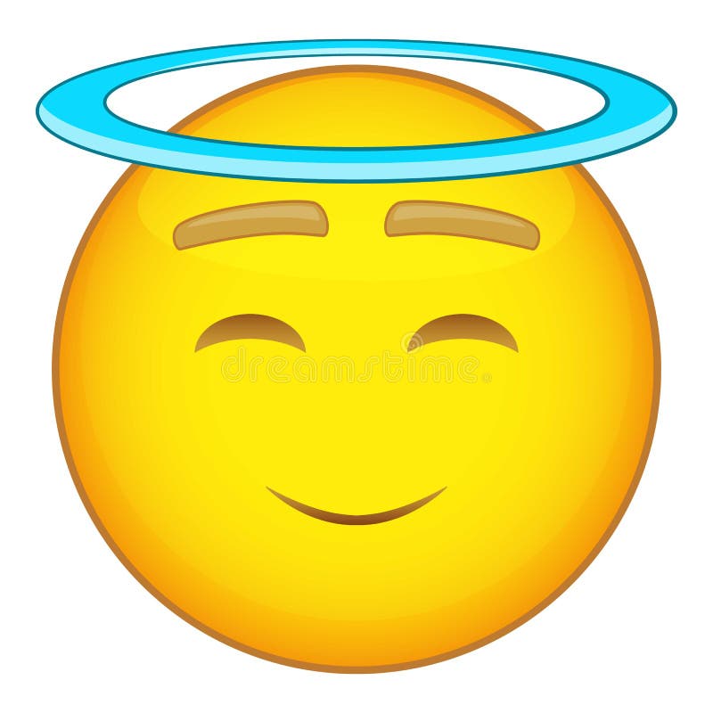 Emoticon with Halo Icon, Cartoon Style Stock Vector Illustration of