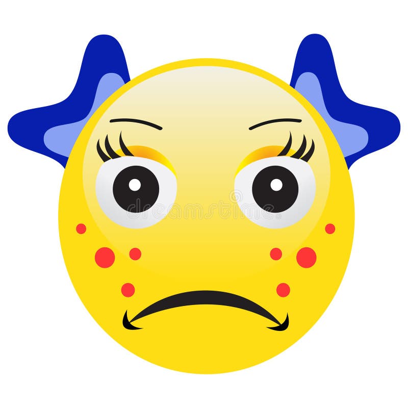 Emoticon med akne som pressar en finne stock illustrationer