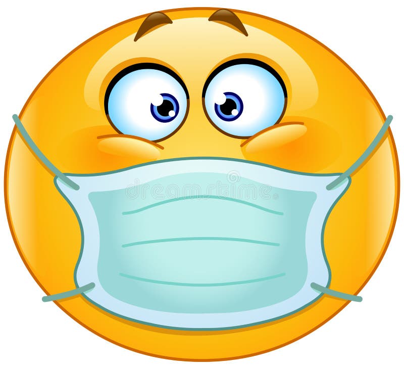 Vector emoticon with medical mask over mouth. Vector emoticon with medical mask over mouth