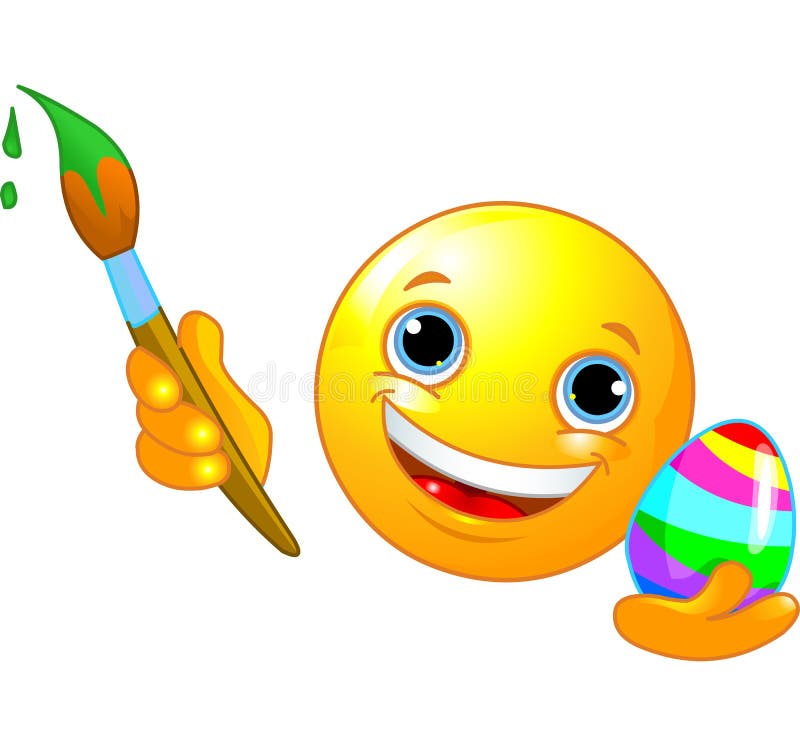 Emoticon que colorea el huevo de Pascua ilustración del vector Emoticon que colorea el huevo de Pascua ilustración del vector