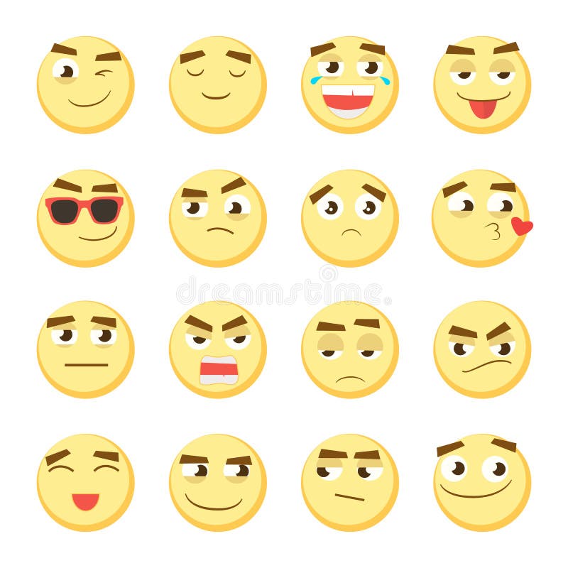 Set Of Emoticons Set Of Emoji Smile Icons Isolated Vector