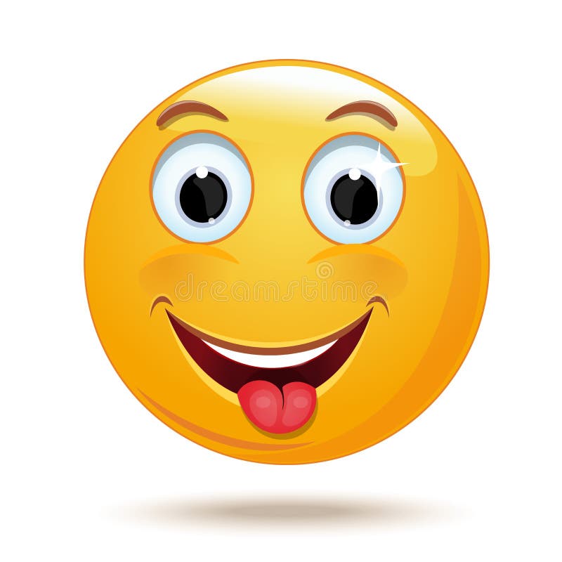 Emoticon Smiling Face Shows Tongue Stock Vector Illustration Of Happy Head