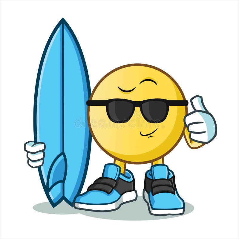 Emoticon surfingu kreskówki wektorowa ilustracja ilustracji Emoticon surfingu kreskówki wektorowa ilustracja ilustracji