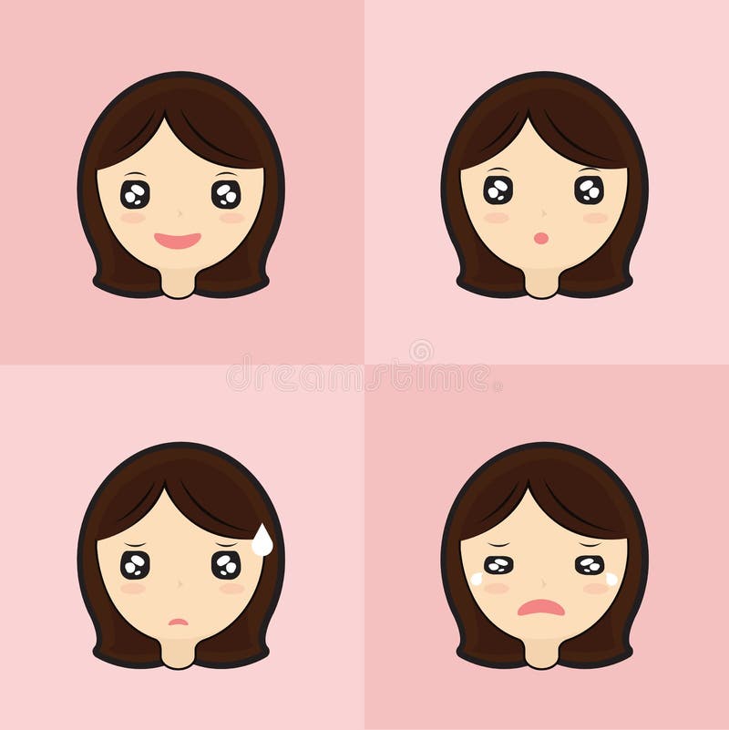Emoticon ustawiający śliczna dziewczyna royalty ilustracja Emoticon ustawiający śliczna dziewczyna royalty ilustracja