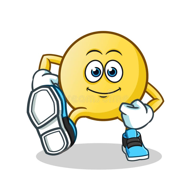 Emoticon walking mascot vector cartoon illustration