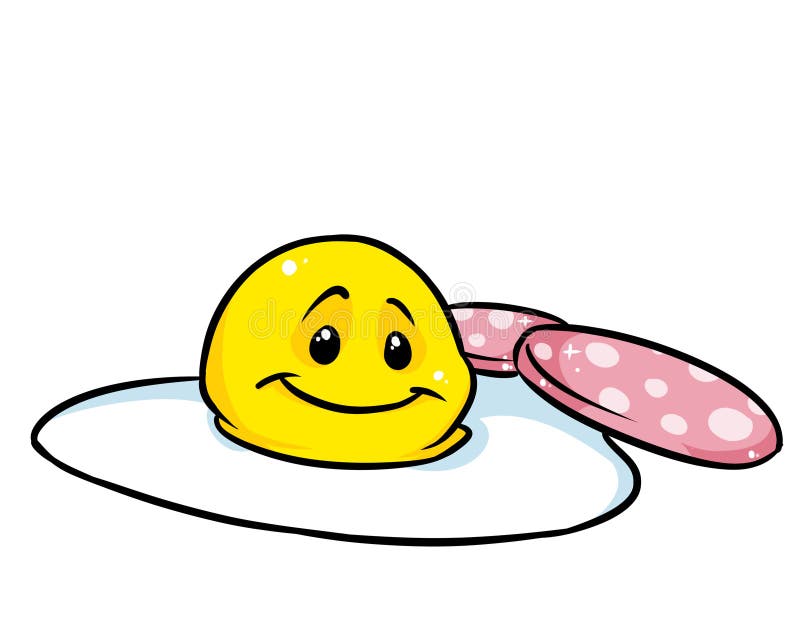 Emoticon χαμόγελο ψιλά αυγά λουκάνικα μαγειρική δημιουργική απεικόνιση κινούμενων σχεδίων απεικόνιση αποθεμάτων