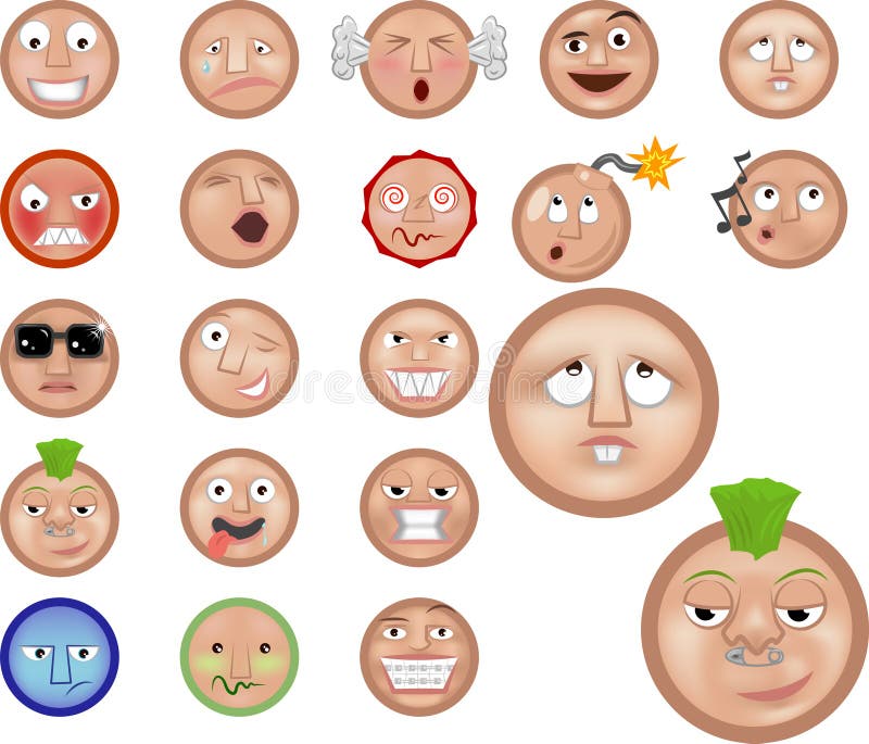 Set of emotions. Sick emotion vector. 9 expressions