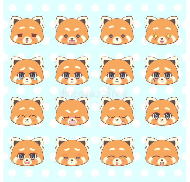 Emoticons, emoji, σύνολο smiley, ζωηρόχρωμο γλυκό γατάκι λίγο χαριτωμένο kawaii anime κινούμενων σχεδίων κόκκινο panda ραβδί μασκ ελεύθερη απεικόνιση δικαιώματος Emoticons, emoji, σύνολο smiley, ζωηρόχρωμο γλυκό γατάκι λίγο χαριτωμένο kawaii anime κινούμενων σχεδίων κόκκινο panda ραβδί μασκ ελεύθερη απεικόνιση δικαιώματος
