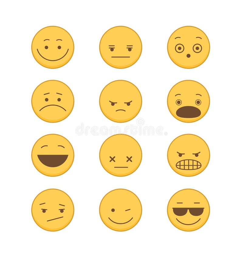 Emoticons icon Set in Flat Style royalty free illustration