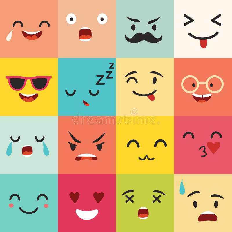 Emoticons Vector Pattern. Emoji Square Icons Stock Vector ...