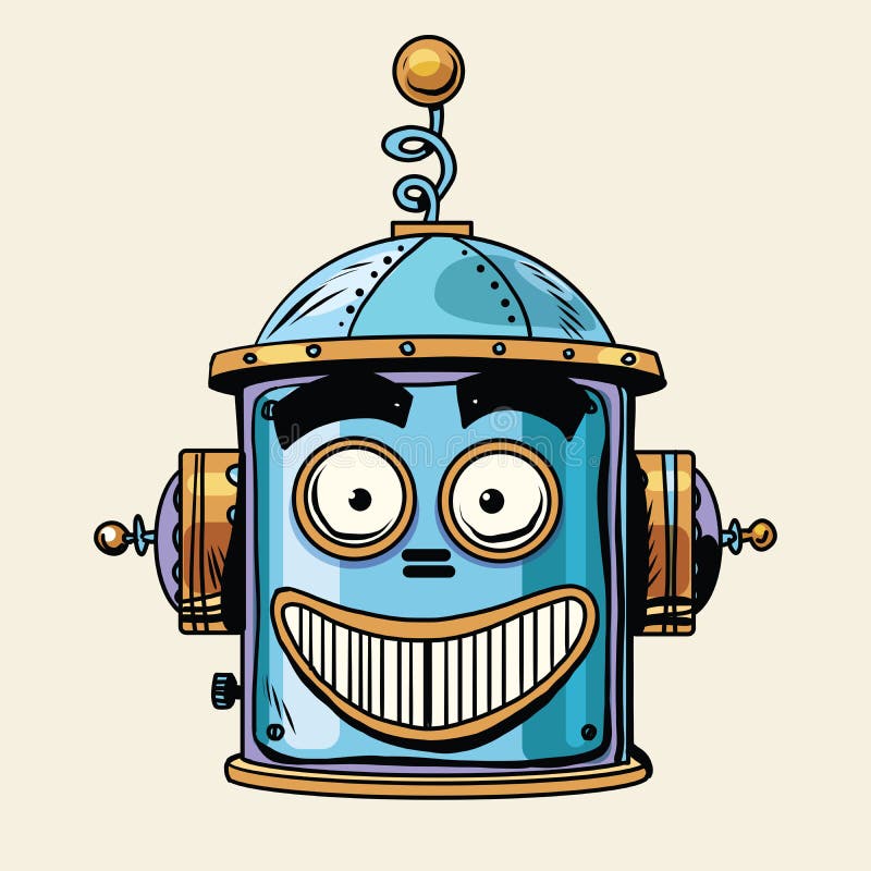 Emotie van de robot hoofdsmiley van Emoticon de gelukkige emoji royalty-vrije illustratie Emotie van de robot hoofdsmiley van Emoticon de gelukkige emoji royalty-vrije illustratie