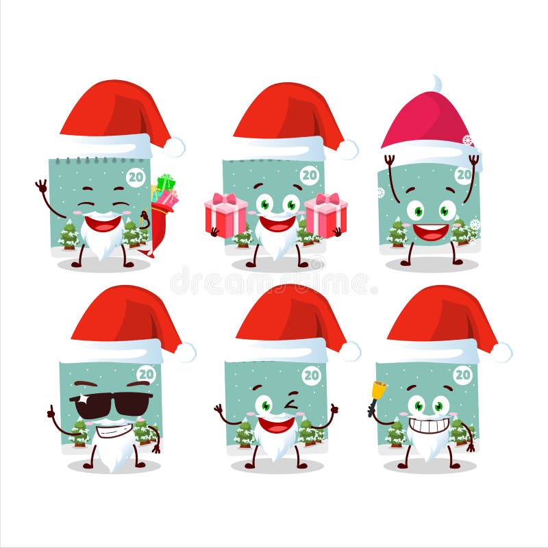 Emotigrame Moș Crăciun cu personaj din caricatură din calendarul 20 decembrie vector illustration