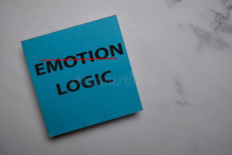 Emotion Vs Logic write on sticky note isolated on Office Desk