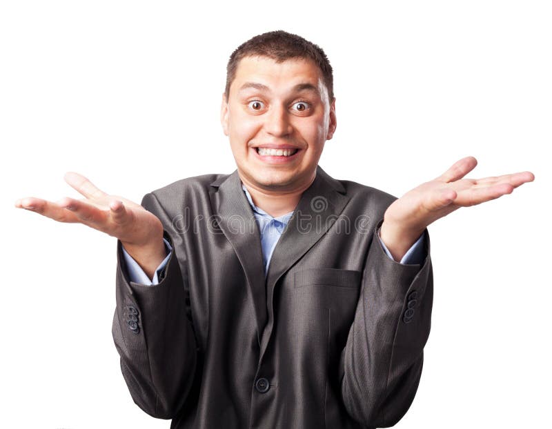 Emotional crazy young businessman stock images