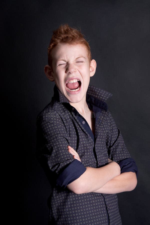 Cheerful Red-haired Boys on a Black Background Stock Image - Image of ...