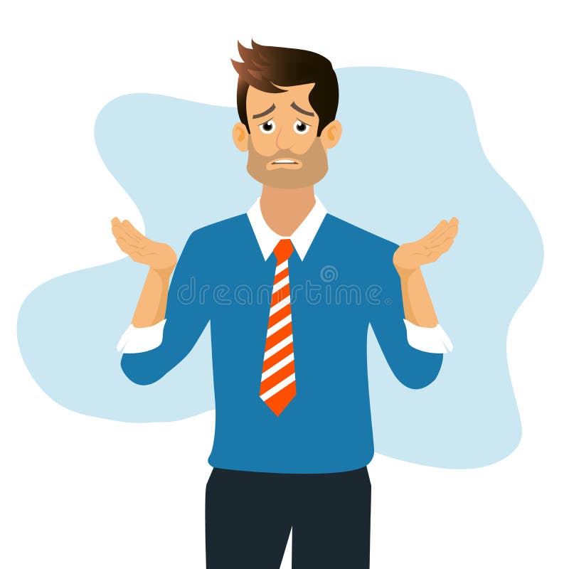 The Emotionally Man Spread His Hands Asking What Happened Or Why Stock Vector Illustration