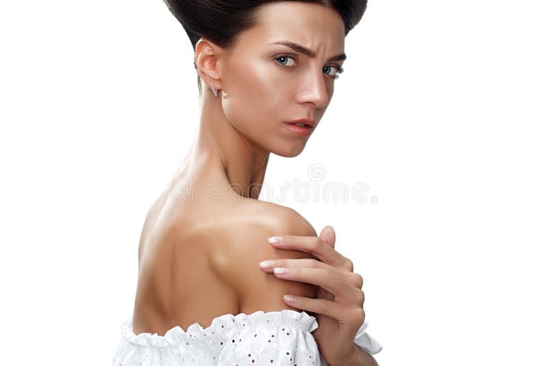 Emotioneel portret van schoonheidsvrouw stock afbeelding Emotioneel portret van schoonheidsvrouw stock afbeelding