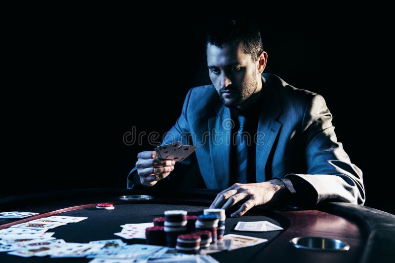 Emotionele high-stakes poker speler stock foto