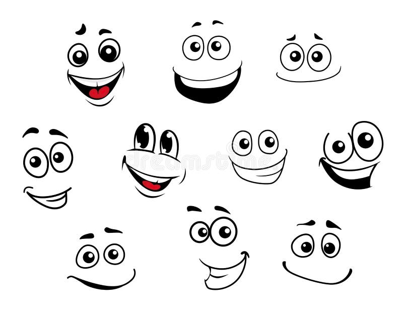 Emotionell framsidauppsättning för rolig tecknad film vektor illustrationer Emotionell framsidauppsättning för rolig tecknad film vektor illustrationer