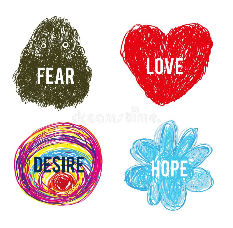 Emotions and feeleng abstract signs set. Vector illustration