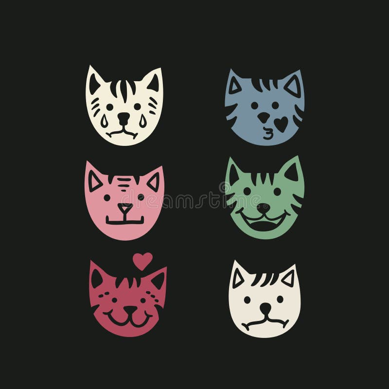 Cat emotion icon set illustration Stock Vector Images - Alamy