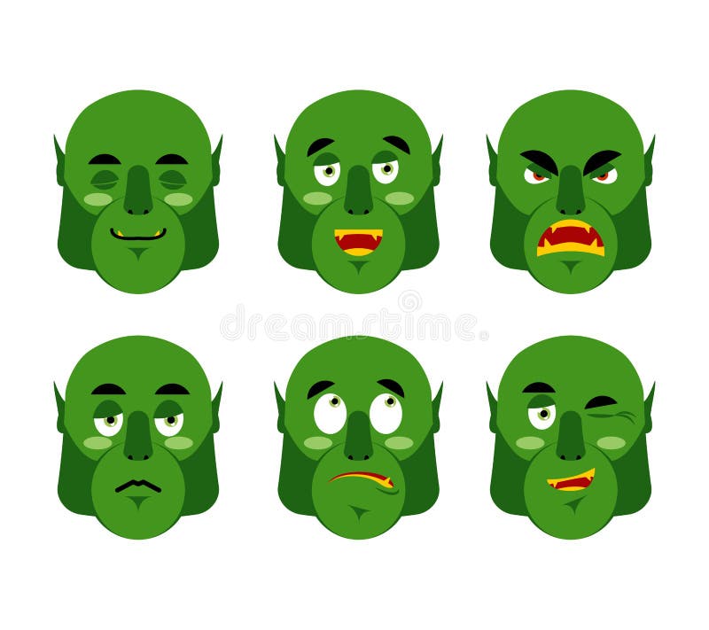 Ogre Sad Emoji Goblin Sorrowful Emotion Isolated Green Monster Troll Face  Stock Illustration - Download Image Now - iStock