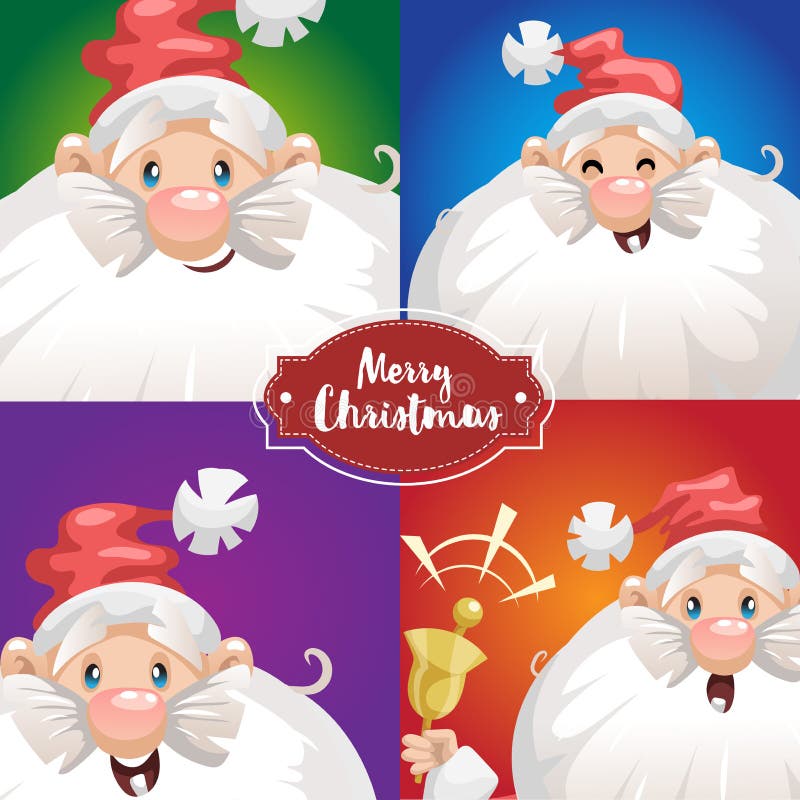 Emoções diferentes bonitos de Santa Claus dos desenhos animados Expressões grandes da cara Jogo de caracteres do Natal Etiqueta v ilustração do vetor Emoções diferentes bonitos de Santa Claus dos desenhos animados Expressões grandes da cara Jogo de caracteres do Natal Etiqueta v ilustração do vetor