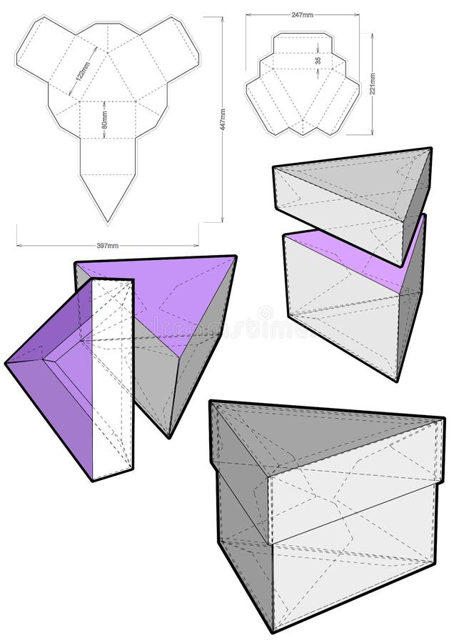 Empacotamento triangular de automontagem e padrão de corte.