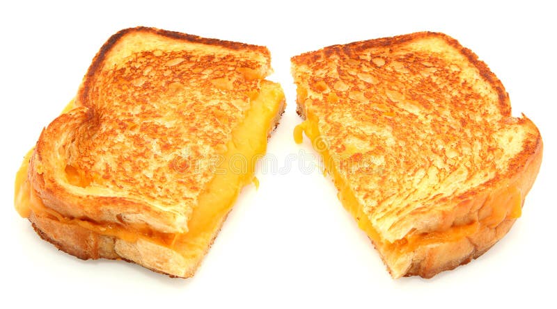 Emparedado asado a la parilla del queso aislado en blanco