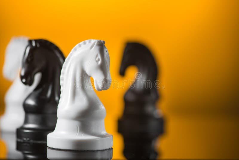 Emphasis On Knight Chess Piece Yellow Stock Photo 1320925034