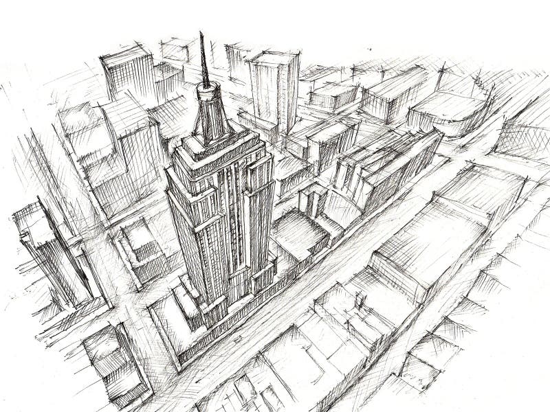 Empire State Building Pencil Drawing