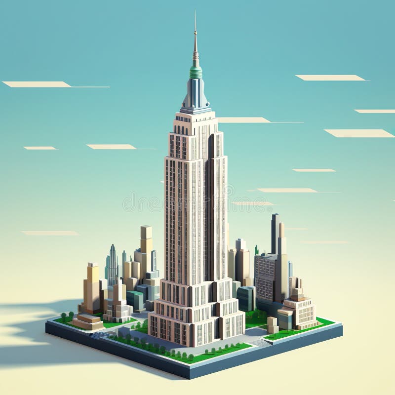Empire State Building USA Impressive 3D Isometric Perspective of the