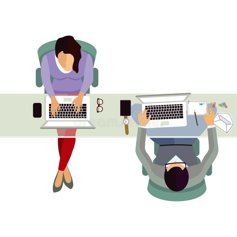 Empleados que trabajan en oficina ilustración del vector Empleados que trabajan en oficina ilustración del vector