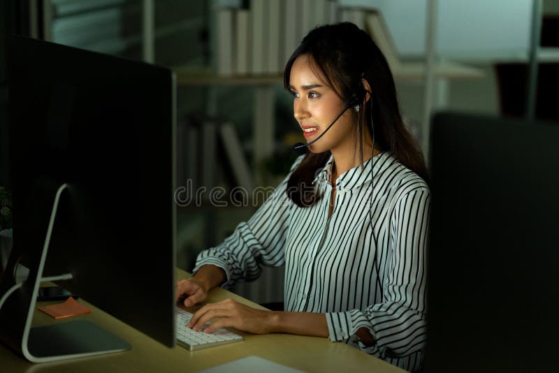 Service Representative Working As Technical Support Call Center in the
