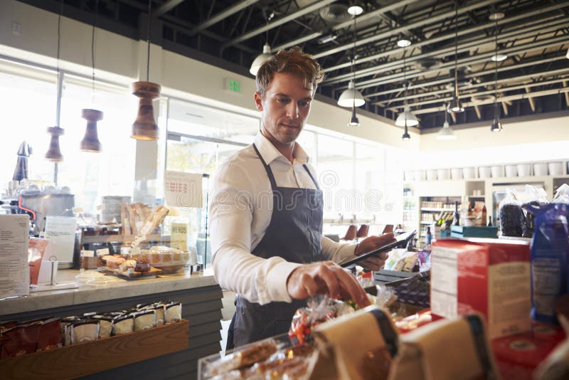 Man Checking Food Labelling In Supermarket Stock Image Image of