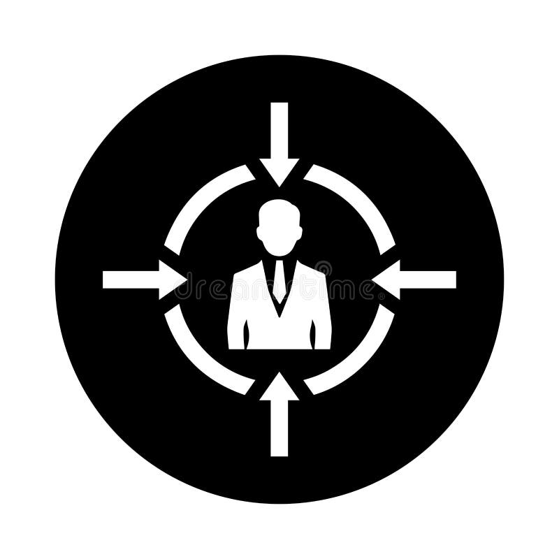 Employee, search, target icon. Black vector sketch vector illustration