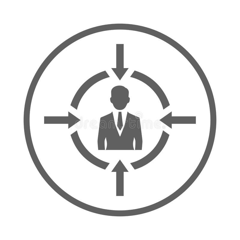 Employee, search, target icon. Rounded gray vector sketch royalty free illustration