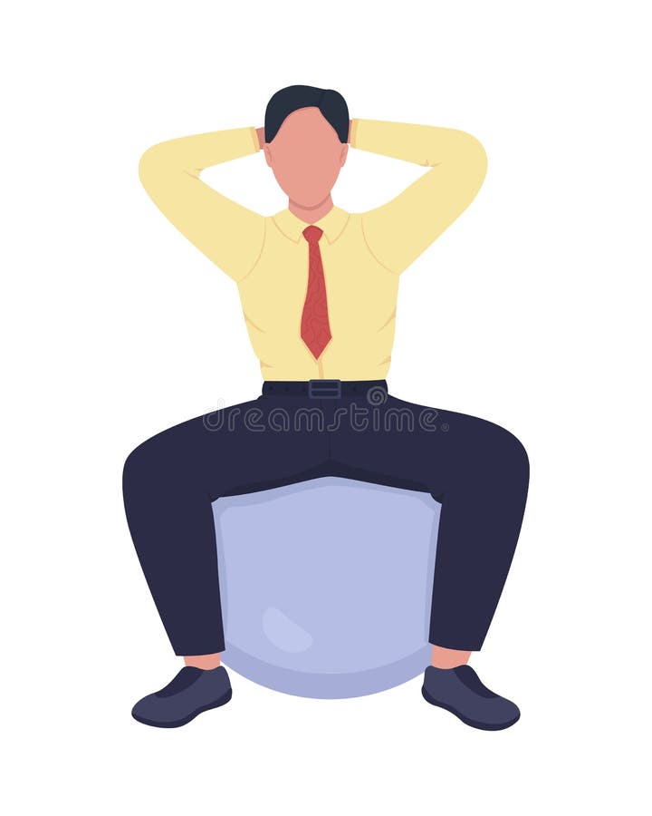 Employee Training with Exercise Ball Semi Flat Color Vector