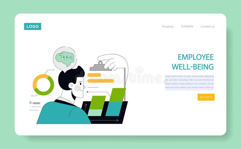 Employee Well-being concept. Vector royalty free illustration
