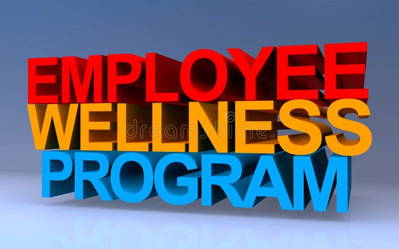 Employee wellness program on blue background. Employee wellness illustrations